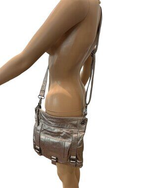 The Sak Leather Crossbody Clutch | Metallic Pewter | Versatile 2-Way